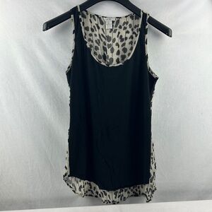 Cache leopard print tank top with adjustable waist and sequence